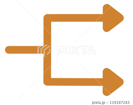二手に分かれる矢印3（オレンジ） 119187283