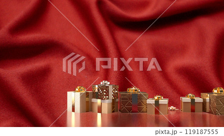 The gold gift box for celebration  or holiday concept 3d rendering. The gold gift box for celebration  or holiday concept 3d rendering. 119187555