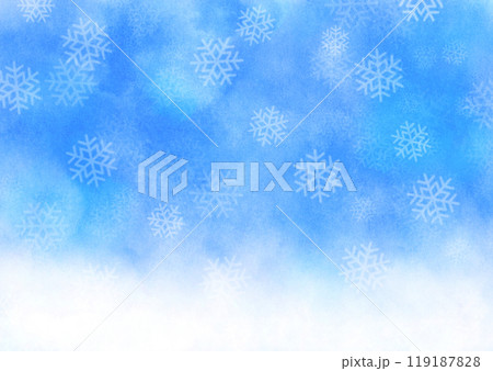雪の結晶と青いグラデーション背景3 水彩タッチ 雪の結晶と青いグラデーション背景3 水彩タッチ 119187828