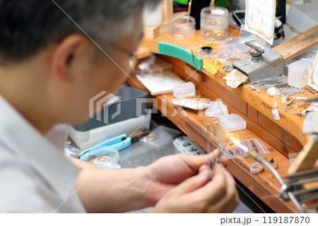 Gyeongsangnam-do, Jinju-si, Republic of Korea, October 11, 2024: Mr. Kim Myeong-su, the CEO of Jeonggeumgil Metalworking, is a person who lends gold to film companies. Gyeongsangnam-do, Jinju-si, Republic of Korea, October 11, 2024: Mr. Kim Myeong-su, the CEO of Jeonggeumgil Metalworking, is a person who lends gold to film companies. 119187870