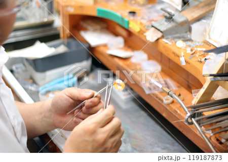 Gyeongsangnam-do, Jinju-si, Republic of Korea, October 11, 2024: Mr. Kim Myeong-su, the CEO of Jeonggeumgil Metalworking, is a person who lends gold to film companies. Gyeongsangnam-do, Jinju-si, Republic of Korea, October 11, 2024: Mr. Kim Myeong-su, the CEO of Jeonggeumgil Metalworking, is a person who lends gold to film companies. 119187873