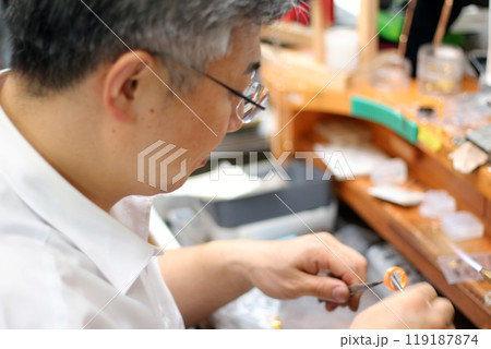 Gyeongsangnam-do, Jinju-si, Republic of Korea, October 11, 2024: Mr. Kim Myeong-su, the CEO of Jeonggeumgil Metalworking, is a person who lends gold to film companies. Gyeongsangnam-do, Jinju-si, Republic of Korea, October 11, 2024: Mr. Kim Myeong-su, the CEO of Jeonggeumgil Metalworking, is a person who lends gold to film companies. 119187874