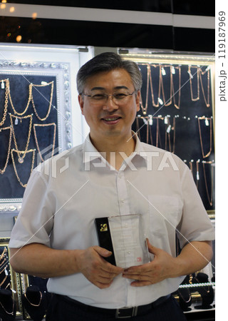Gyeongsangnam-do, Jinju-si, Republic of Korea, October 11, 2024: Mr. Kim Myeong-su, the CEO of Jeonggeumgil Metalworking, is a person who lends gold to film companies. 119187969
