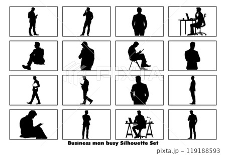 Business man busy silhouette, Business man illustration Business man busy silhouette, Business man illustration 119188593