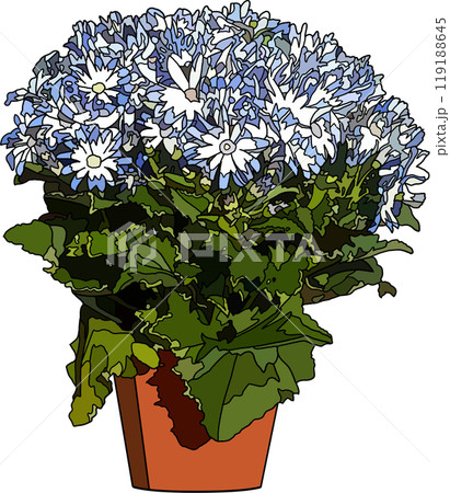 花の鉢植えイラスト、背景透明 花の鉢植えイラスト、背景透明 119188645