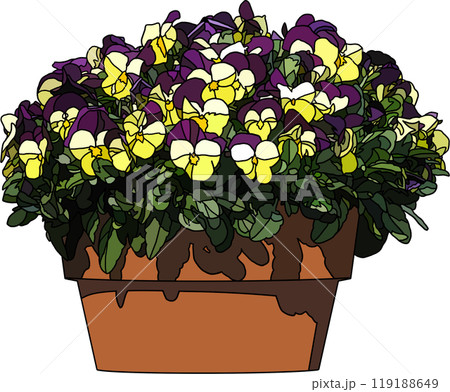 花の鉢植えイラスト、背景透明 花の鉢植えイラスト、背景透明 119188649