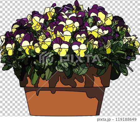 花の鉢植えイラスト、背景透明 花の鉢植えイラスト、背景透明 119188649