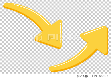 黄色のぷっくりしたアップとダウンの矢印イラスト 119188807