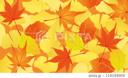 紅葉を散りばめた16:9背景用ベクターイラスト 紅葉を散りばめた16:9背景用ベクターイラスト 119189009