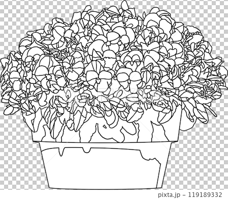 塗り絵、花の鉢植イラスト、背景透明 塗り絵、花の鉢植イラスト、背景透明 119189332