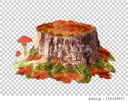 帶有落葉的樹樁(死樹樁)蘑菇 帶有落葉的樹樁(死樹樁)蘑菇 119189457