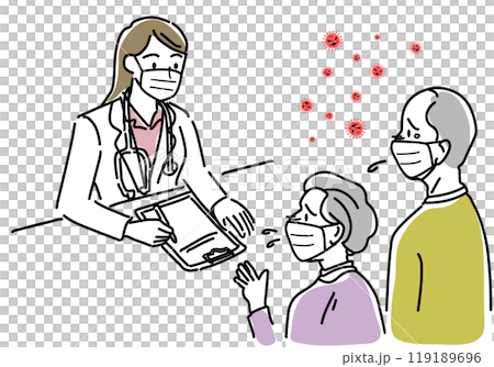 老年夫婦因流感去看醫生 119189696