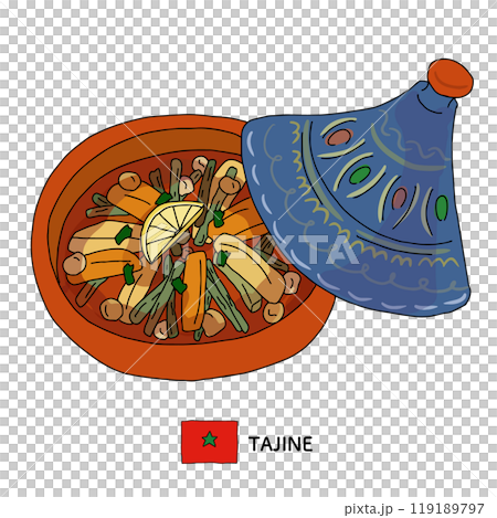 摩洛哥塔吉鍋手繪插畫 摩洛哥塔吉鍋手繪插畫 119189797