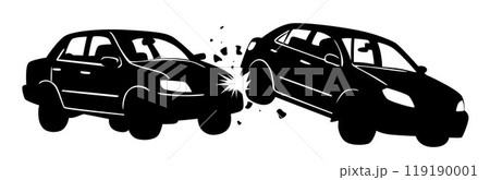 Car accident that occurred on the stomach vector, traffic accident, car get damaged by accident on the road 119190001