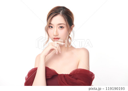 Beautiful young asian woman with clean fresh skin on white background, Face care, Facial treatment, Cosmetology, beauty and spa, Asian women portrait. Beautiful young asian woman with clean fresh skin on white background, Face care, Facial treatment, Cosmetology, beauty and spa, Asian women portrait. 119190193