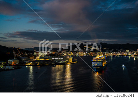 長崎港客船出港(Spectrum of the Seas)女神大橋から夜景ライトアップ【長崎市】 長崎港客船出港(Spectrum of the Seas)女神大橋から夜景ライトアップ【長崎市】 119190241
