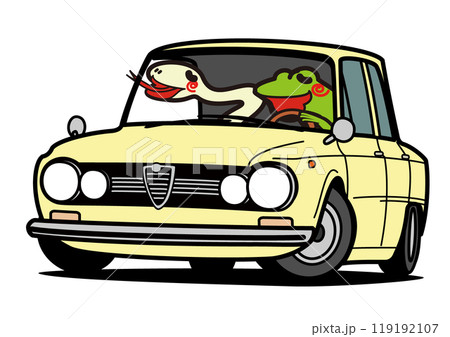 2025年年賀状 素材 干支とイタリアンセダン 2025年年賀状 素材 干支とイタリアンセダン 119192107