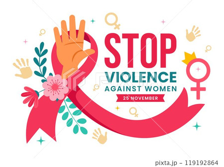 International Day for the Elimination of Violence Against Women Vector Illustration on 25 November with Girls and Flower Background Cartoon Design 119192864