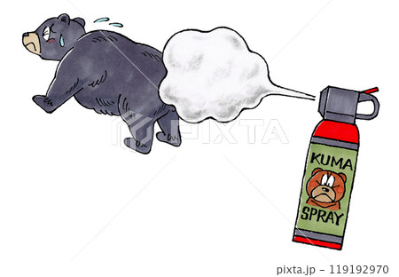 熊避けスプレーから逃げるツキノワグマ 119192970