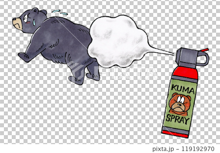 Asiatic black bear fleeing from bear spray Asiatic black bear fleeing from bear spray 119192970