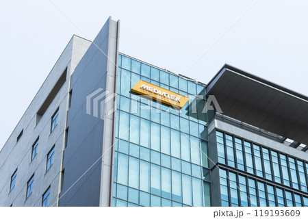Building view of MediaTek Inc in Hsinchu Science Park, Taiwan. It is a Taiwanese fabless semiconductor company. 119193609