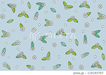 Illustration pattern, Repeating of abstract flower with leaf on soft blue background. Illustration pattern, Repeating of abstract flower with leaf on soft blue background. 119193707