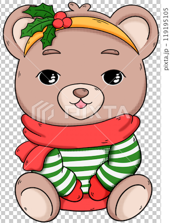 Christmas themed teddy bear Pop art Christmas themed teddy bear Pop art 119195105