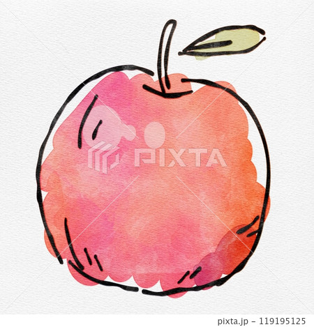 水彩 秋を彩る、りんごのおしゃれな手描きイラスト 119195125