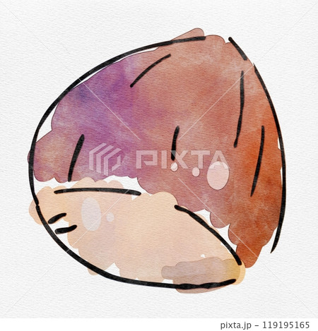 水彩 秋を彩る、栗のおしゃれな手描きイラスト 水彩 秋を彩る、栗のおしゃれな手描きイラスト 119195165