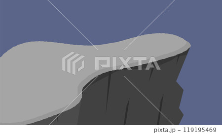 暗い色の空の背景にシンプルな崖のイラスト - 危険な崖っぷちやギリギリのピンチのイメージ素材 119195469