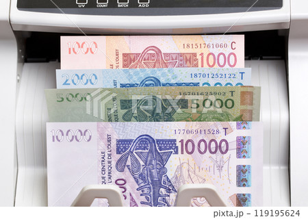 Central African CFA franc in the counting machine 119195624