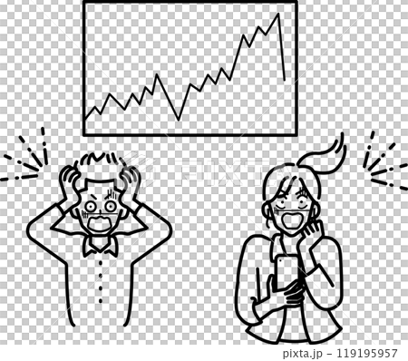 株価の暴落に狼狽する投資家のイラスト　線画のみ 119195957