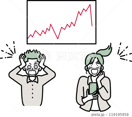 株価の暴落に狼狽する投資家のイラスト 119195958