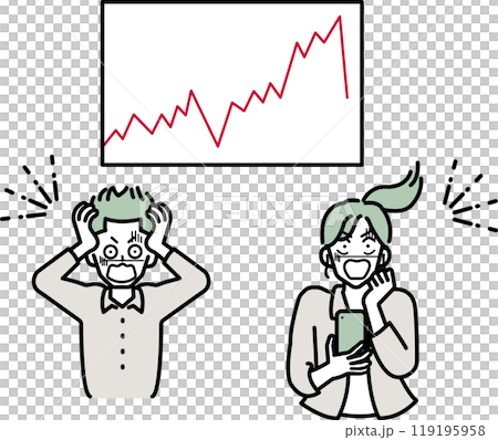 株価の暴落に狼狽する投資家のイラスト 119195958