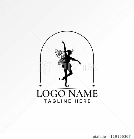 Logo design graphic concept creative abstract premium vector stock pretty woman fairy tale magic wings butterfly Related to fantastic insect angel art 119196367