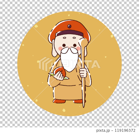 Cute illustration material of Jurojin, male god 119196372