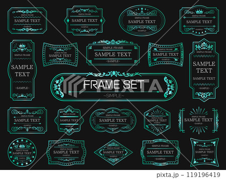 シンプルなビンテージフレームのセット（ターコイズブルーのグラデーション） 119196419
