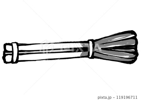 筆タッチの長ネギの束のモノクロイラスト 119196711