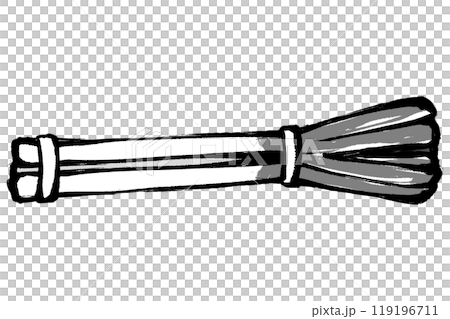筆タッチの長ネギの束のモノクロイラスト 119196711