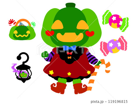 かわいいハロウィンおばけジャックオランタン 119196815