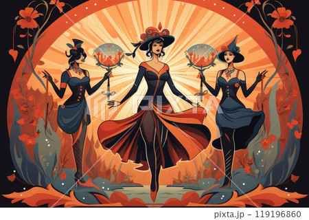 Playful trickster sprites, causing harmless pranks and laughter in the fae realm - Generative AI 119196860