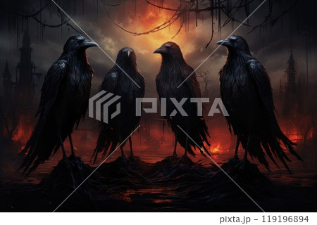 Cursed wereravens, trapped in a cycle of human and raven forms - Generative AI Cursed wereravens, trapped in a cycle of human and raven forms - Generative AI 119196894