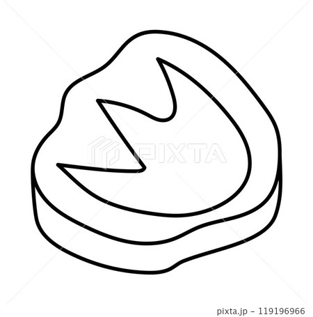 Vector black and white fossil icon. Cute dinosaur footstep stamp line illustration. Funny excavated rock with ancient animal footprint clipart. Cartoon paleontology artifact coloring page 119196966