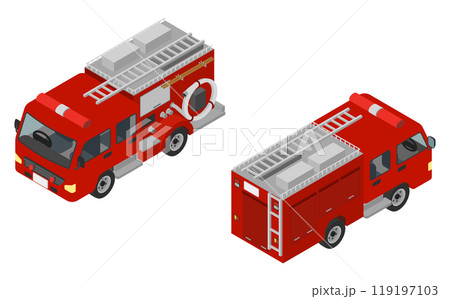 アイソメトリックイラスト：消防車 119197103