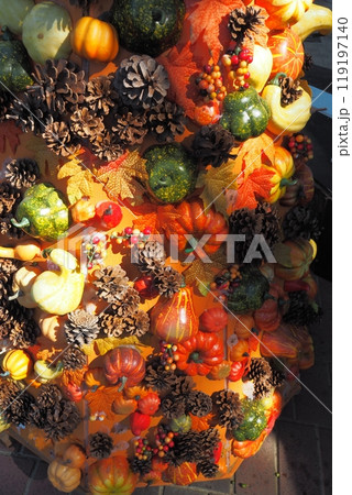 ハローウイン　収穫祭　沢山の食べ物 119197140