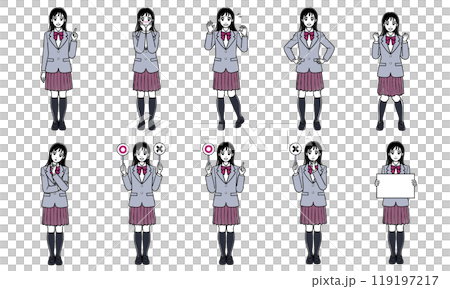 西裝外套女高中生全身姿勢套裝2（簡單） 119197217