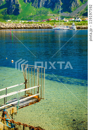 Fishing port in Bleik village, Andoya island Fishing port in Bleik village, Andoya island 119197592