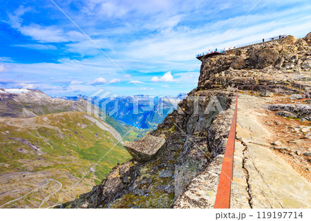 Mountains landscape with Dalsnibba viewpoint, Norway 119197714