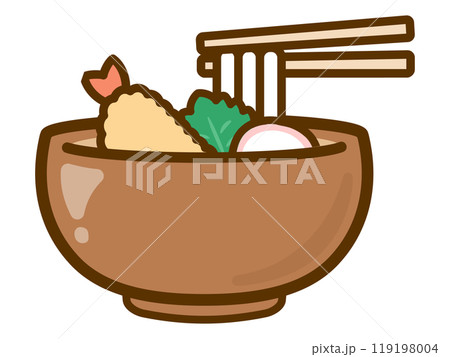 天ぷらうどんのベクターイラスト04 天ぷらうどんのベクターイラスト04 119198004