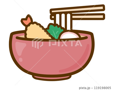 天ぷらうどんのベクターイラスト05 天ぷらうどんのベクターイラスト05 119198005